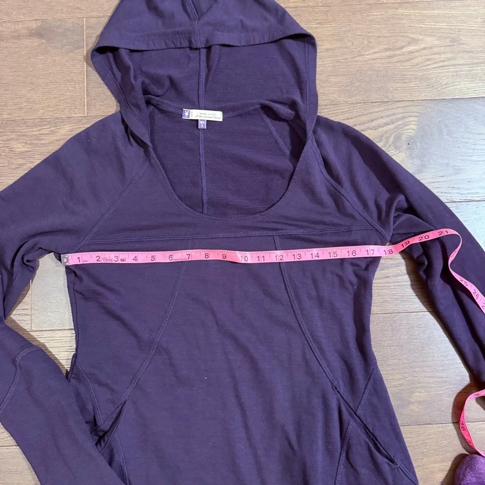 Ibex Wool Hooded Dress with Pockets and Thumbholes Sz Large Purple - Picture 6 of 10
